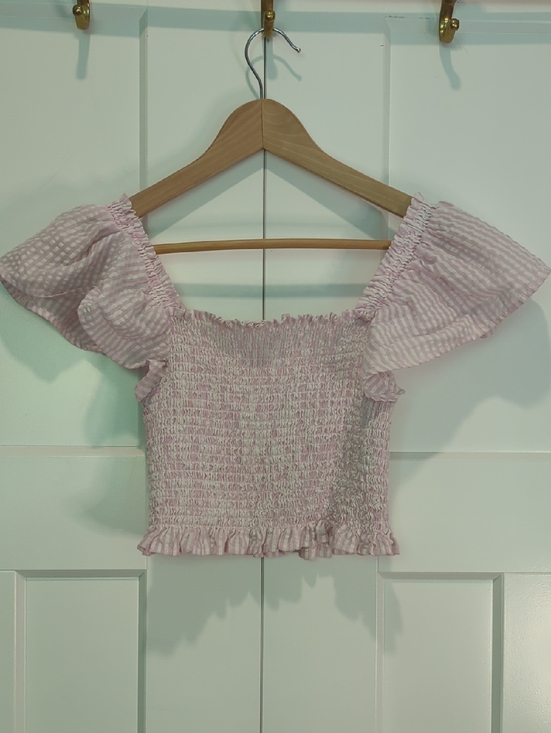 BB Dakota Tops - BB Dakota Pink Smocked Off-Shoulder Crop Top Size S